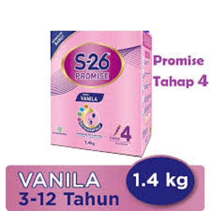 S-26 PROMISE Tahap 4 VANILLA Susu Bubuk Untuk Anak Usia 3-12 Tahun KOTAK 1400GR